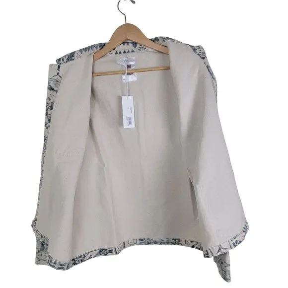 Todd Snyder King Kennedy Rugs Printed Ecru Canvas Chore Jacket XXL Blue NWT $600